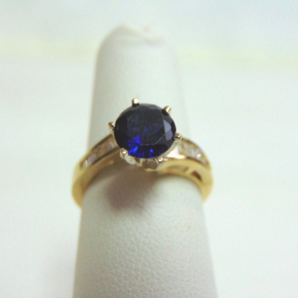 Womens Vintage Estate 14k Gold Sapphire & Diamond Ring, 3.6g E3593